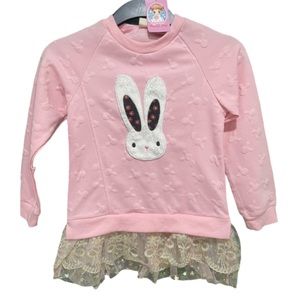 Bunny Lace Trimmed Pink Sweater Top New with Tag Girls